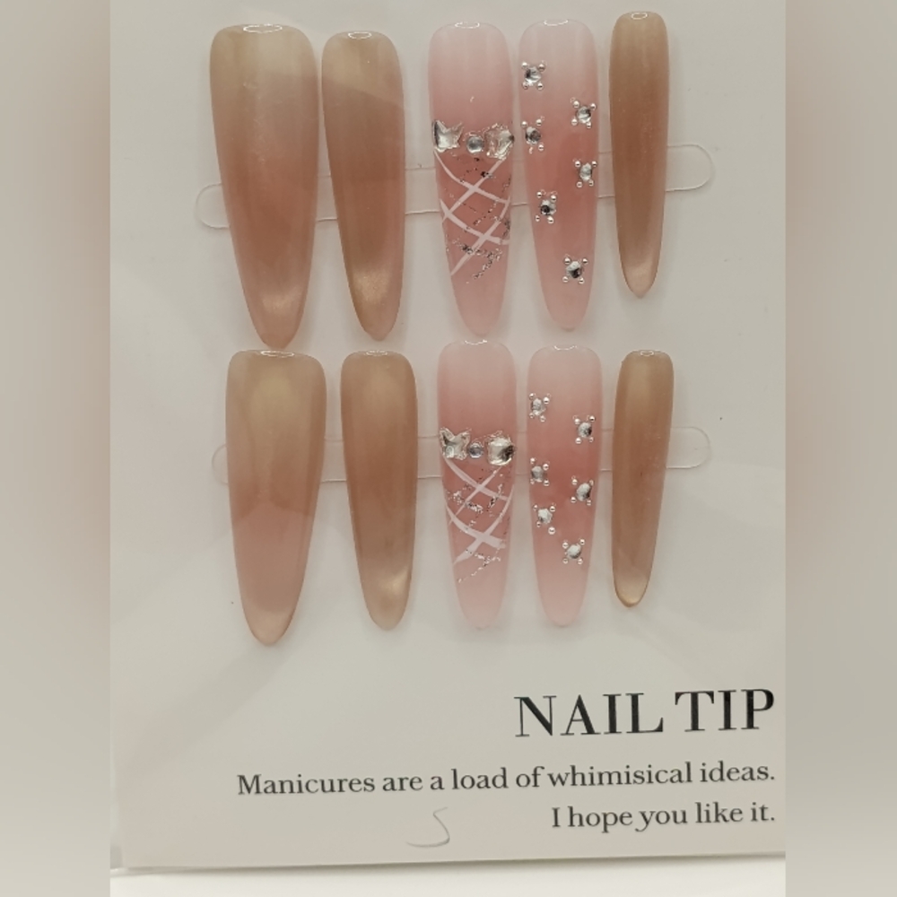 Elegant Pink and Nude Nail Tips